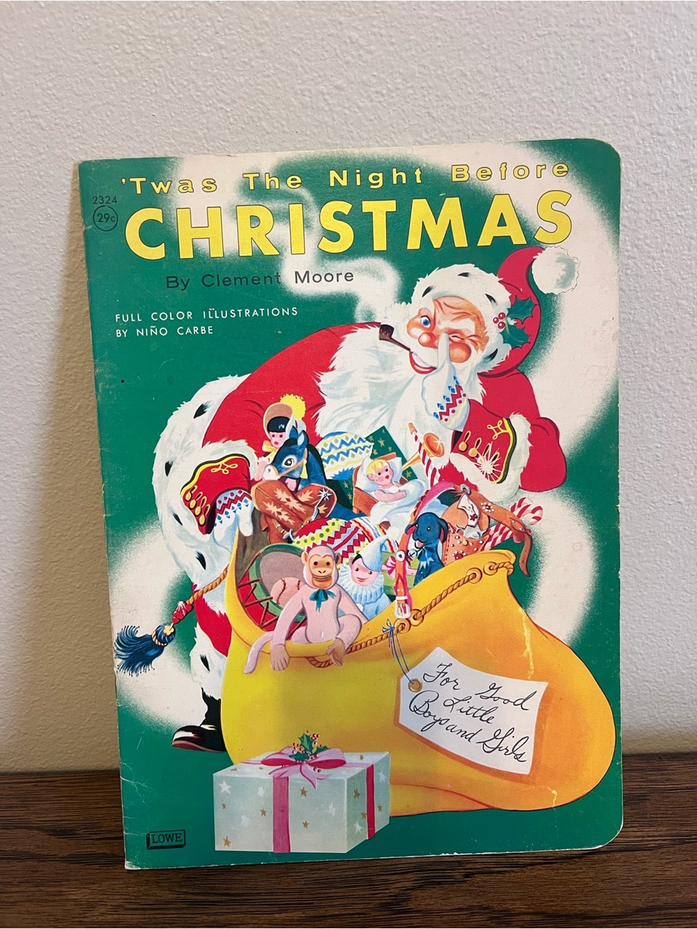 Vintage 'Twas The Night Before Christmas Children's Book - Green/Red